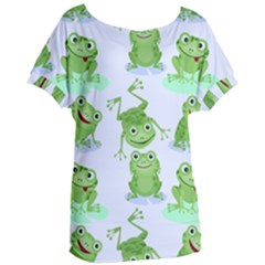 Cute Green Frogs Seamless Pattern Women s Oversized T-shirt by Ravend