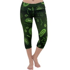 Bacteria Virus Seamless Pattern Inversion Capri Yoga Leggings by Ravend