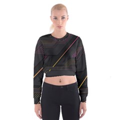 Gradient Geometric Shapes Dark Background Cropped Sweatshirt by Apen