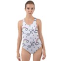 Abstract Classic Blue Background Cut-Out Back One Piece Swimsuit View1