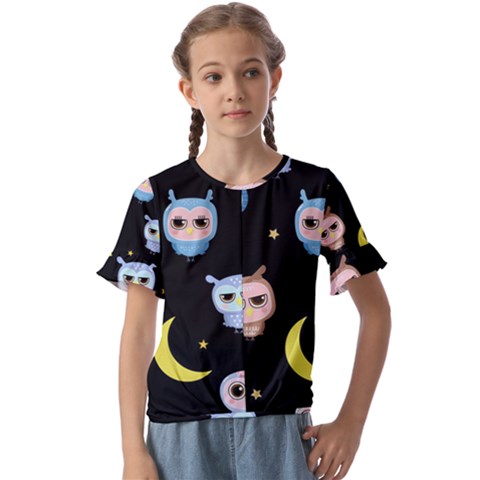 Cute Art Print Pattern Kids  Cuff Sleeve Scrunch Bottom T-shirt by Apen