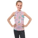 Cute Owl Doodles With Moon Star Seamless Pattern Kids  Sleeveless Polo T-Shirt View1