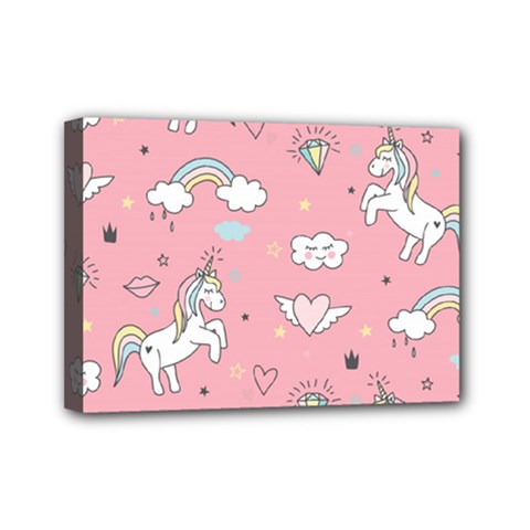 Cute Unicorn Seamless Pattern Mini Canvas 7  X 5  (stretched) by Apen