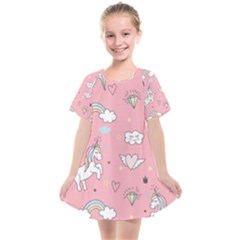 Cute Unicorn Seamless Pattern Kids  Smock Dress by Apen