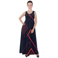 Gradient Geometric Shapes Dark Background Design Empire Waist Velour Maxi Dress by Apen