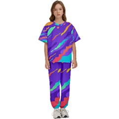 Multicolored Abstract Background Kids  T-shirt And Pants Sports Set by Apen