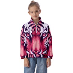 Tiger Design Kids  Half Zip Hoodie by TShirt44