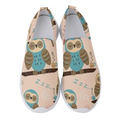 Seamless Pattern Owls Dream Cute Style Pajama Fabric Women s Slip On Sneakers by Apen