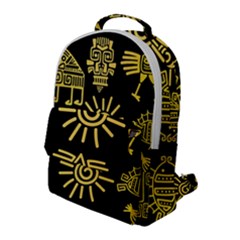 Maya Style Gold Linear Totem Icons Flap Pocket Backpack (large) by Apen