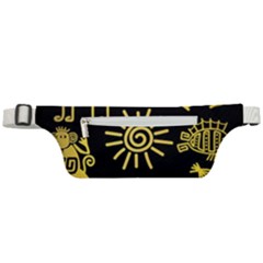 Maya Style Gold Linear Totem Icons Active Waist Bag by Apen