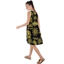 Maya Style Gold Linear Totem Icons Frill Swing Dress View2