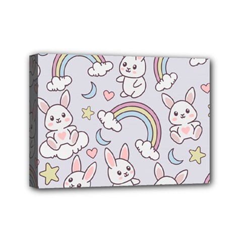 Seamless Pattern With Cute Rabbit Character Mini Canvas 7  X 5  (stretched) by Apen