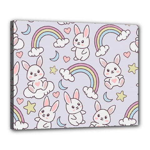 Seamless Pattern With Cute Rabbit Character Canvas 20  X 16  (stretched) by Apen