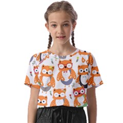 Cute Colorful Owl Cartoon Seamless Pattern Kids  Basic T-shirt by Apen