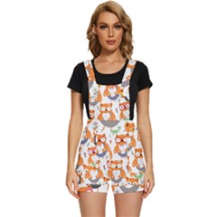 Cute Colorful Owl Cartoon Seamless Pattern Short Overalls by Apen