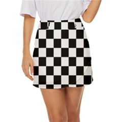 Chess Board Background Design Mini Front Wrap Skirt by Apen