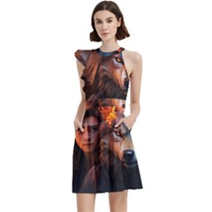 Be Fearless Cocktail Party Halter Sleeveless Dress With Pockets by Saikumar