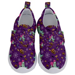 Pumpkin Ghost Skeleton Pattern Kids  Velcro No Lace Shoes by Jatiart