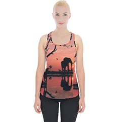 Elephant Landscape Tree Africa Sunset Safari Wild Piece Up Tank Top by Jatiart