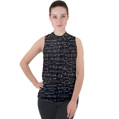 Math Equations Formulas Pattern Mock Neck Chiffon Sleeveless Top by Ravend