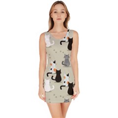 Cute Cat Seamless Pattern Bodycon Dress by Ravend