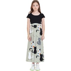 Cute Cat Seamless Pattern Kids  Flared Maxi Skirt by Ravend