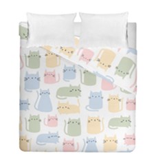 Cute Cat Colorful Cartoon Doodle Seamless Pattern Duvet Cover Double Side (full/ Double Size) by Ravend