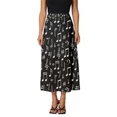 Chalk Music Notes Signs Seamless Pattern Classic Midi Chiffon Skirt by Ravend