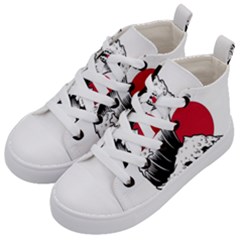 Japanese Sun & Wave Kids  Mid-top Canvas Sneakers by Cendanart