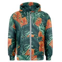 Green Tropical Leaves Men s Zipper Hoodie by Jack14