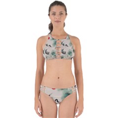 Japanese Crane Painting Of Bird Perfectly Cut Out Bikini Set by Cendanart