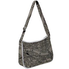 Vintage London Map Zip Up Shoulder Bag by Cendanart