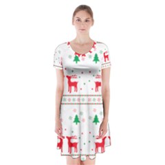 Christmas Short Sleeve V-neck Flare Dress by saad11