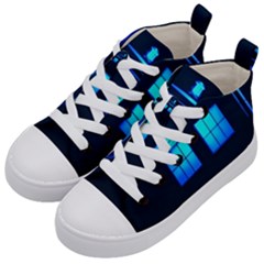 Blue Tardis Doctor Who Police Call Box Kids  Mid-top Canvas Sneakers by Cendanart