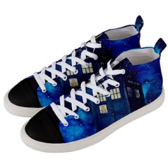 Tardis Doctor Who Space Galaxy Men s Mid-top Canvas Sneakers by Cendanart