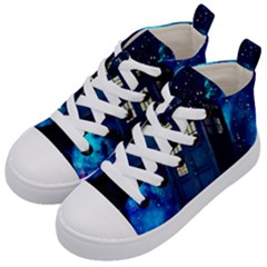 Tardis Doctor Who Space Galaxy Kids  Mid-top Canvas Sneakers by Cendanart