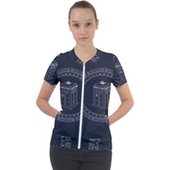 Doctor Who Bbc Tardis Short Sleeve Zip Up Jacket by Cendanart