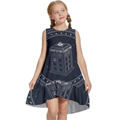 Doctor Who Bbc Tardis Kids  Frill Swing Dress by Cendanart