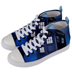 Tardis Doctor Who Space Blue Women s Mid-top Canvas Sneakers by Cendanart