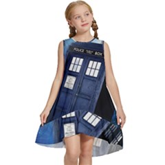 Tardis Doctor Who Space Blue Kids  Frill Swing Dress by Cendanart