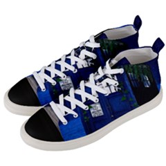 Stuck Tardis Beach Doctor Who Police Box Sci-fi Men s Mid-top Canvas Sneakers by Cendanart