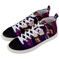 Tardis Regeneration Art Doctor Who Paint Purple Sci Fi Space Star Time Machine Men s Mid-top Canvas Sneakers by Cendanart