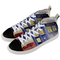 Tardis Wilderness Doctor Who Men s Mid-top Canvas Sneakers by Cendanart