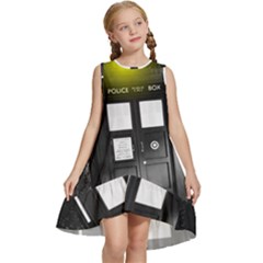 Doctor Who Space Tardis Kids  Frill Swing Dress by Cendanart