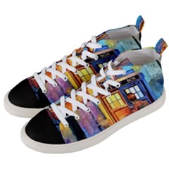 Tardis Doctor Who Paint Painting Men s Mid-top Canvas Sneakers by Cendanart