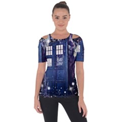 Bad Wolf Tardis Doctor Who Shoulder Cut Out Short Sleeve Top by Cendanart