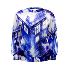 Tardis Doctor Who Blue Travel Machine Women s Sweatshirt by Cendanart