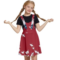 Red Sun Sea Waves Bird Japanese Art Minimalist Kids  Apron Dress