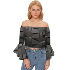 Tire Off Shoulder Flutter Bell Sleeve Top by Ket1n9