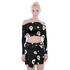 Skull Pattern Off Shoulder Top With Mini Skirt Set by Ket1n9